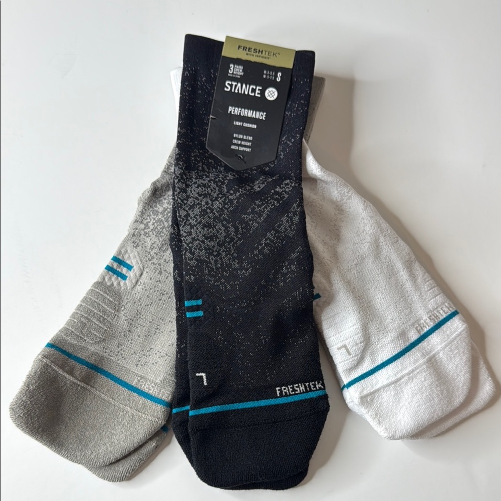 Stance 3pk Performance Crew Run LT Socks Multi Small